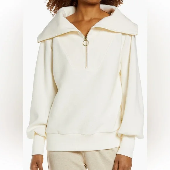 NWT Varley Vine half-zip cream Sweatshirt , M - Picture 2 of 9